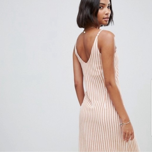 Zulu And Zephyr Revolve Rush Midi Dress Stripe Beachy Cotton Orange White Medium - Picture 4 of 13